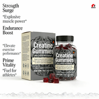 Gummies de créatine monohydrate OEM/ODM pour adultes, récupération musculaire, nutrition sportive, à base de pectine, naturelles, 120 gummies, GMP/Halal/Kosher