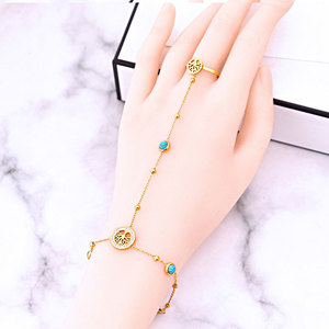 Pulseras de Dedo de Acero Inoxidable 316L que No se Deslustran, Chapadas en Oro PVD de 14k y 18k, Cadena de Mano para Novia, Anillo de Pulsera para Mujer - Product Image 3