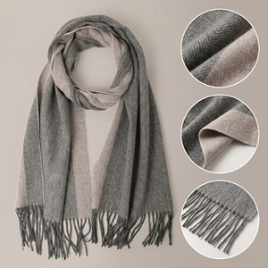 Bufanda de Lana Reversible con Diseño a Cuadros, Borde de Borlas Finas, Suave y Transpirable, Larga, para Otoño e Invierno - Product Image 1