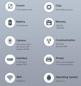 เครื่องพิมพ์ใบเสร็จแบบใช้ความร้อนสำหรับจองตั๋วรถบัสเครื่องพิมพ์ใบเสร็จ90มิลลิเมตร/วินาที KT-V520ปลอดภัย NFC 4G WIFI - Product Image 4