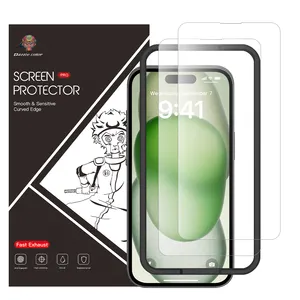 Pelindung layar kaca Tempered kekerasan 2.5D kualitas tinggi untuk Iphone 13 14 15 Pro Max 9H pelindung layar