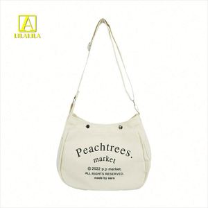 Bolsa de Compras de Lona Blanca Personalizable, Portátil, de un Solo Hombro, 100% Algodón, Bolsas de Mano Personalizadas de Moda, Tamaño Mediano - Product Image 1