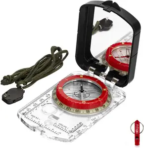 Orienteering Map Compass -Sighting Mirror Compass with Adjustable Declination,Clinometer and LED light for Hiking, Camping