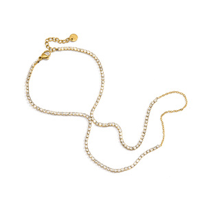 Pulsera de Cadena con Diamantes de Imitación, Diseño Geométrico Redondo en Tono Dorado, Joyería Unisex, Artículo de Regalo - Product Image 5