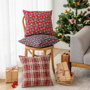 <b>Christmas</b> Plaid Pillowcase Square Embroidered Snowflake Pattern Polyester Cushion Cover Home Decor - Product Image 4