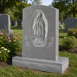 Lápida de Granito con Tallado de la Virgen María, Monumento Funerario de Estilo Tradicional Europeo - Product Image 5