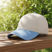Gorra Deportiva de Algodón Lavado de Dos Tonos, Gorra de Béisbol Retro de Dos Colores con Correa Trasera Ajustable y Estampado Puff