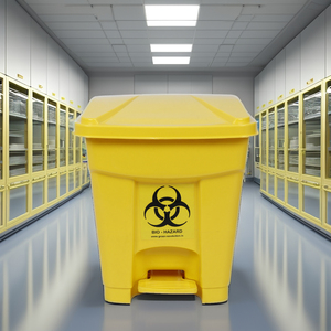 Yellow Rectangular Medical Waste <b>Bin</b> with Foot Pedal for Hospital Use - Product Image 3