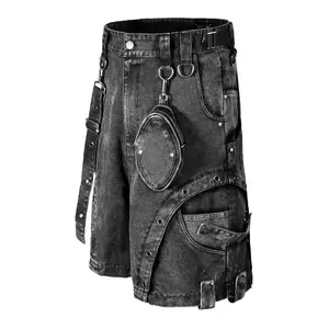 Individuelle hochwertige schwere dicke 480 gsm denim shorts individuelle taschen fracht straßenbekleidung beschädigt säuregewaschenen fracht denim shorts