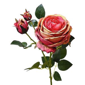 Roses artificielles à 3 têtes en soie, tige unique, très demandées, pour la décoration intérieure. - Product Image 1