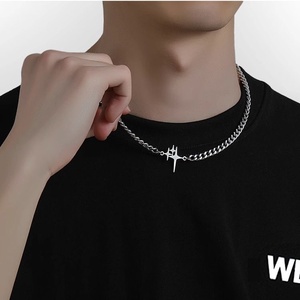 Collana da uomo in lega <span class=keywords><strong>con</strong></span> ciondolo a croce stile hip-hop, gioielli da uomo alla moda per tutti i giorni - Product Image 2