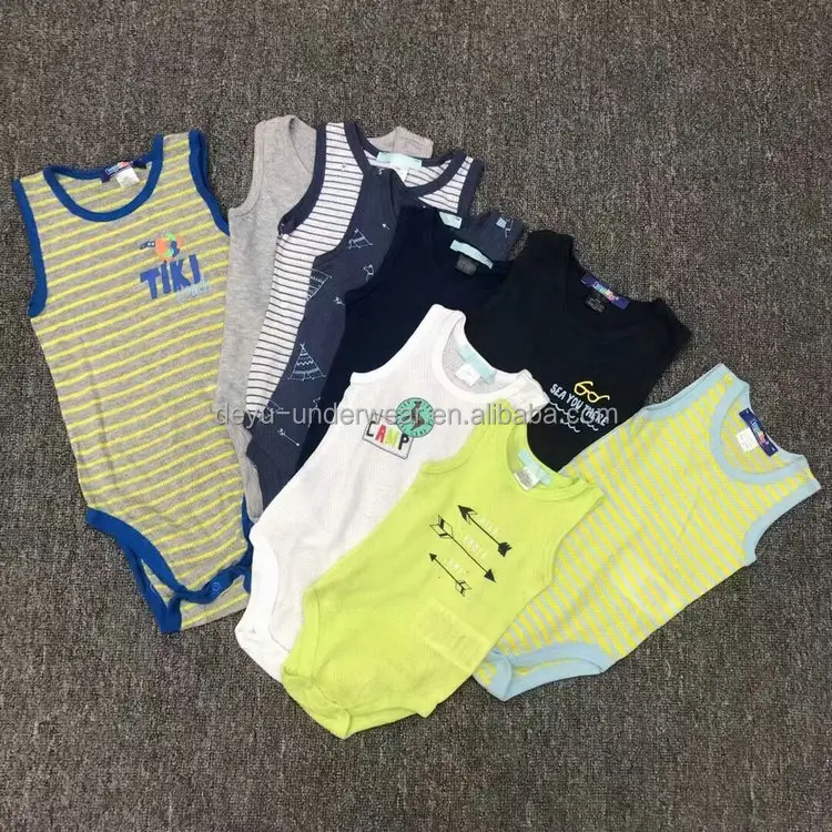 Regata de bebê de 1.06 dólares, modelo bw009 série bw009, roupas de bebê, conjunto de algodão puro fresco, macacão de verão unissex para meninos e meninas
