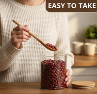 Couvercle en bambou personnalisé en usine, de qualité alimentaire, étanche, durable, texture naturelle, pour pot de 6,7 oz, idéal pour le stockage de biscuits