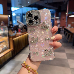Custodia per telefono con fiocco di strass con motivo a catena <span class=keywords><strong>rosa</strong></span> per <span class=keywords><strong>iPhone</strong></span> 17 16 <span class=keywords><strong>Pro</strong></span> Max Bling Diamond <span class=keywords><strong>cover</strong></span> per cellulare per ragazze - Product Image 5
