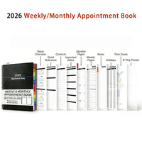 2026 Anpassbarer A5 Stoffeinband Hardcover Spiralbindung Wasserdichtes Wochen- und Monatsplaner-Buch Schwarzer Großer Tagesorganizer