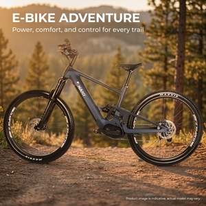 Vélo de montagne électrique RUDDER avec cadre en carbone, transmission intégrale, longue autonomie et amortissement complet avec moteur central - Product Image 1