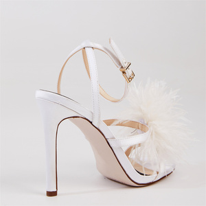 Sandali con tacco <span class=keywords><strong>scarpe</strong></span> da donna Sexy in vera piuma e sandali punta tonda cinturino tacco alto <span class=keywords><strong>scarpe</strong></span> da festa per donna - Product Image 5