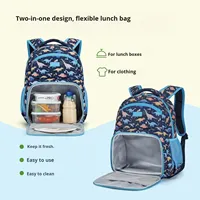 Sac à déjeuner 2-en-1 pour garçons de l'école primaire, classes 1 à 6, en microfibre isolante, simili cuir, sans fermeture