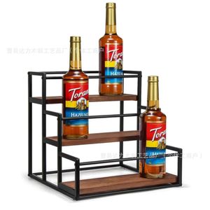 Estante de madera para botellas de vino, estante de almacenamiento para botellas de café, estante de exhibición de varias capas para sala de estar, uso en fiestas, duradero - Product Image 1