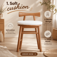Chaise en bois massif MULIGNA à hauteur personnalisable pour restaurant, hôtel, avec coussin épais, siège confortable, tabouret de bar, chaise de salle à manger, chaise de maquillage