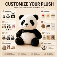 Animaux en peluche personnalisables, super doux, en coton PP, panda en peluche, jouet en peluche, poupée, logos brodés, animaux en peluche personnalisés