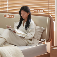 600767 Quanu Vente chaude Cadre de lit en bois avec tête de lit réglable, taille Queen et King, ensemble de meubles de chambre à coucher en bois massif