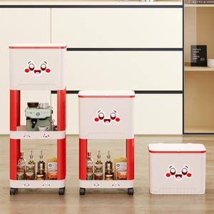 Étagère à déchets de cuisine, étagère de <span class=keywords><strong>rangement</strong></span> à plusieurs niveaux sur <span class=keywords><strong>roulettes</strong></span>, simple et mobile, seau de <span class=keywords><strong>rangement</strong></span> sanitaire avec couvercle, vente en gros - Product Image 2