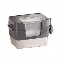 Bac à litière pour chat en acier inoxydable, design ouvert, anti-odeurs, anti-éclaboussures, facile à nettoyer, surdimensionné