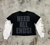 Chemises à manches longues thermiques à double couche, style streetwear, avec logo personnalisé imprimé, très tendance