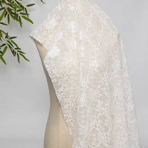 Vente directe d'usine, dentelle à fleurs en soie bombée brodée en maille tricotée haut de gamme, garniture en dentelle perlée, <span class=keywords><strong>tissu</strong></span> 100% acrylique pour vêtements, jupes - Product Image 6