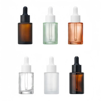30ml Huile Essentielle Sérum Épaule Plate Givré Transparent Ambre Emballage Cosmétique Flacon compte-gouttes en verre