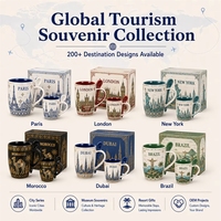Ensemble de tasses en céramique souvenirs touristiques marocains d'Afrique, design architectural, pour café, avec cuillère, personnalisable OEM ODM, vente en gros