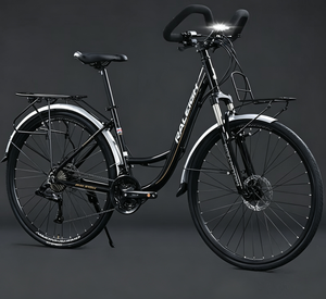 Vélo de route 27 pouces pour <span class=keywords><strong>femme</strong></span>, style classique vintage, avec garde-boue et porte-bagages, en alliage d'aluminium, 33 vitesses, pour cyclisme quotidien et loisirs adultes - Product Image 2