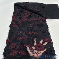 Tissu de dentelle florale brodée africaine avec paillettes Dentelle à paillettes élastique en velours pour vêtements de mariage et de fête pour vêtements et vêtements