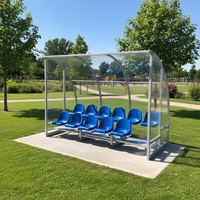 Banc de joueur de football en acier galvanisé à 2 rangées, résistant aux vandales et aux intempéries, abri pour équipe de football, sièges de dugout pour terrains de sport