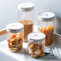 Botol Penyimpan Makanan Kaca, Wadah Penyimpan Makanan Dapur, Biji-bijian, Toples Kacang, Tutup Makanan dengan Penutup