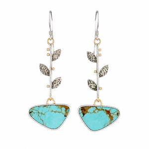 Orecchini pendenti lunghi a forma di foglia, colore verde vintage, orecchini pendenti in stile bohémien, gioielli alla moda per donna - Product Image 1