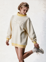Sweat-shirt léger pour femme à pois, col montant, longueur allongée, avec logo brodé personnalisé