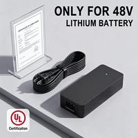 Cargador de CC de 53,6 V y 2,3 A con indicador LED, 6 protecciones para bicicletas eléctricas de 48 V, scooters eléctricos y bicicletas (solo para baterías de 48 voltios)