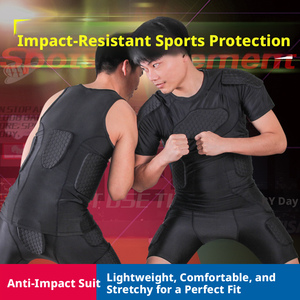 Maillot de compression rembourré pour <span class=keywords><strong>homme</strong></span>, protection pectorale et dorsale, sous-vêtement de protection des épaules à 6 protections pour football, baseball, cyclisme, basketball - Product Image 5