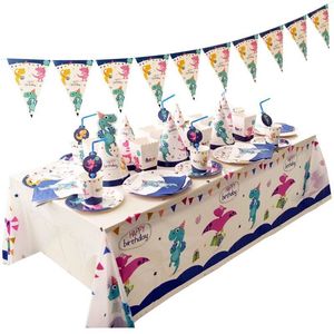 Precioso Kit de Fiesta Temática de Dinosaurios Azules y Rosas para Cumpleaños de Bebé - Product Image 3
