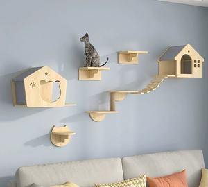 Muur Gemonteerde Kat Boom <span class=keywords><strong>Indoor</strong></span> Gym Drijvend Huis Condo Klimtoren Meubels Planken Trappen Activiteit Hindernisbaan Voor Katten - Product Image 6