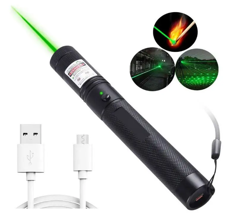 TOPCOM 군사 높은 강력한 녹색 레이저 303 별 고양이 장난감 손전등 USB 충전식 레이저 포인터