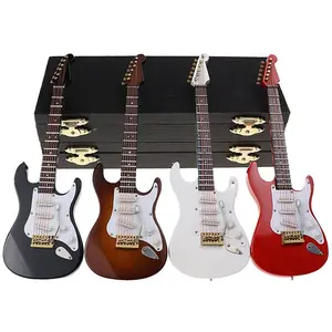 साधन गिटार सजावट उपहार सजावट बेडरूम कमरे में रहने वाले लकड़ी के लिए लघु गिटार मॉडल संगीत मिनी इलेक्ट्रिक गिटार