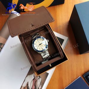 Reloj de Cuarzo con Esfera Beige y Bisel Giratorio Azul, con Correa de Acero Inoxidable, Estilo Deportivo Casual de Buceo, Breitlinges - Product Image 5