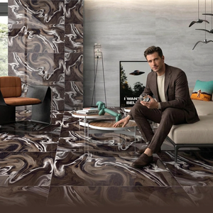 Cyclone Choco 60x120cm High <b>Gloss</b> Marble Look Polished Porcelain Tiles Premium Interior Flooring Collection - Product Image 6