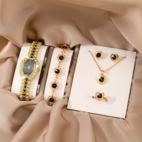 Set Jam Tangan Wanita Modis, Arloji Quartz Populer untuk Wanita, Set Hadiah Jam Tangan Wanita