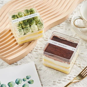 Boîte à dessert en plastique transparent carrée sur mesure en gros, pour tiramisu, emballage de pâtisserie, boîte à dessert en plastique transparent avec couvercle - Product Image 5
