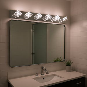 Lampe de vanité LED chromée moderne, 45 pouces, éclairage mural pour miroir de salle de bain, abat-jour en acrylique, blanc chaud 3500K - Product Image 2