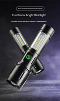 Lampe de poche extérieure à zoom rétractable en alliage d'aluminium Lampe de poche COB avec lumière latérale